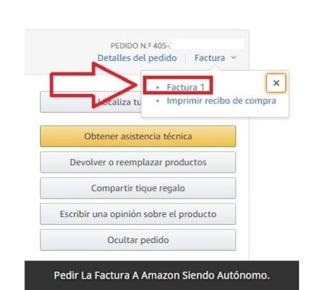 pasos para pedir facturas de Amazon 3