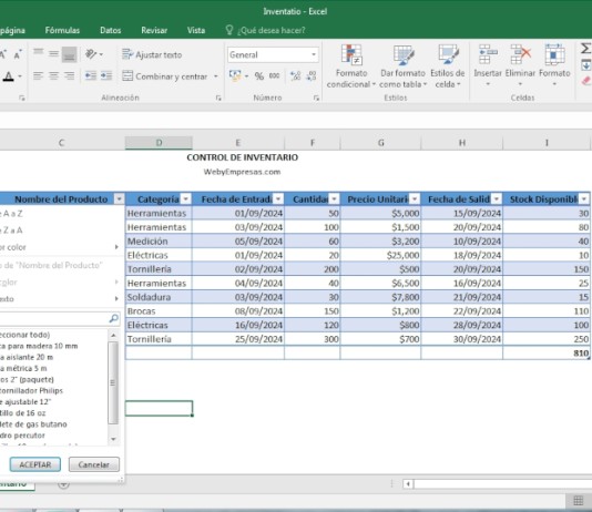 ¿Cómo crear un Control De Inventarios con Tablas Dinámicas de Excel? Control De Inventarios con Tablas Dinámicas paso 7