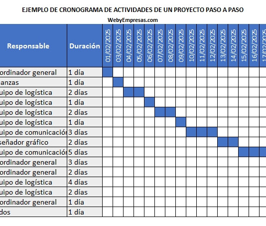 Ejemplo de Cronograma de Actividades de un Proyecto Paso a Paso Ejemplo de cronograma de actividades de un proyecto paso a paso 2