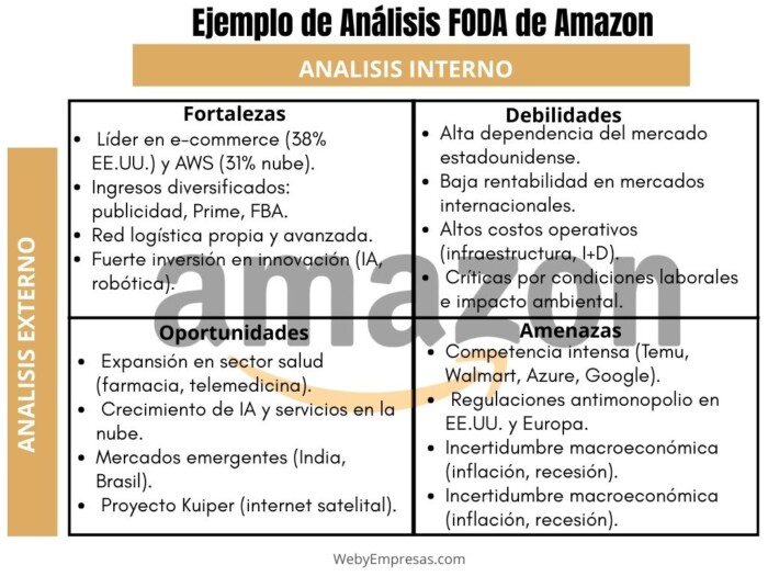 Ejemplo del Análisis FODA de Amazon