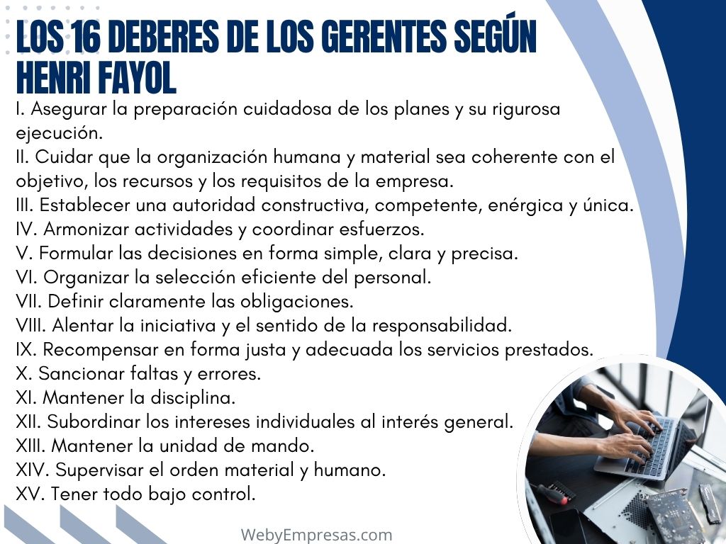 Los 16 Deberes de los Gerentes según Henri Fayol